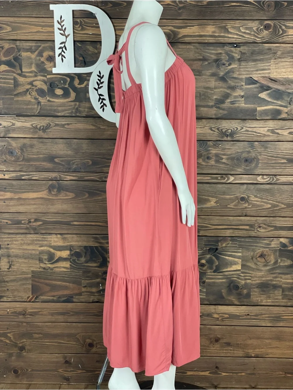 Old Navy | Sleeveless Tie Back Cutout‎ Coral Maci Swing Dress Ruched Peasant